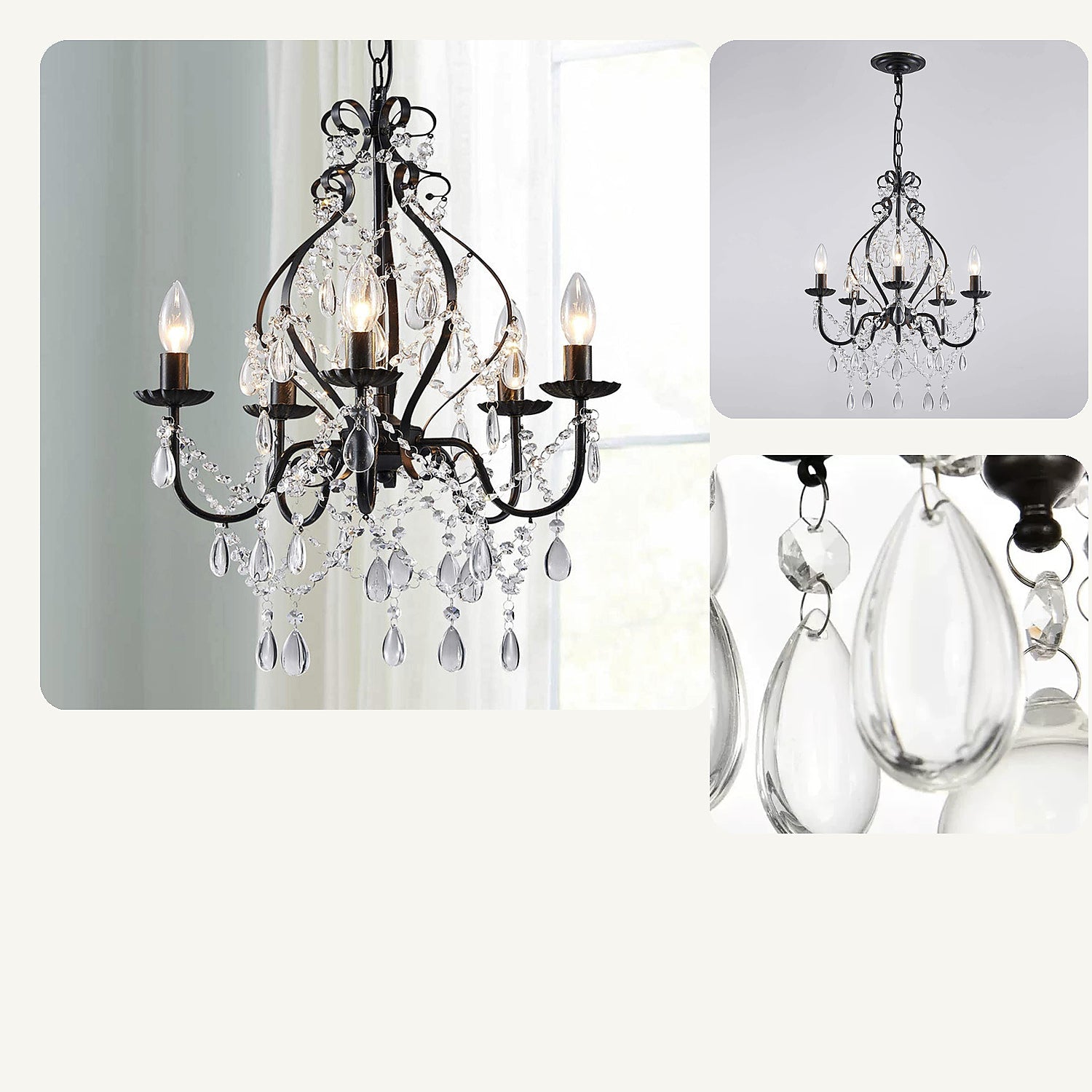 Celeste black crystal chandelier product scene collage