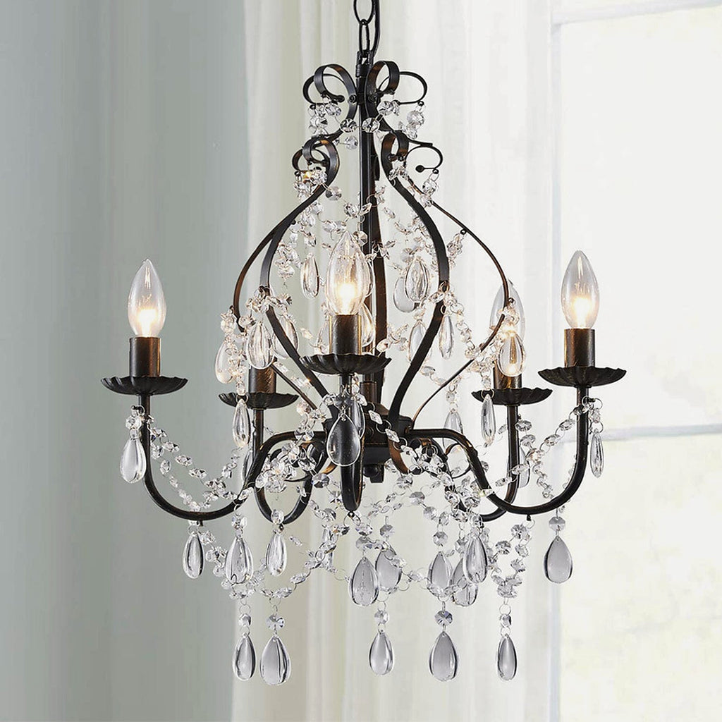 Celeste black crystal chandelier in daylight interior setting