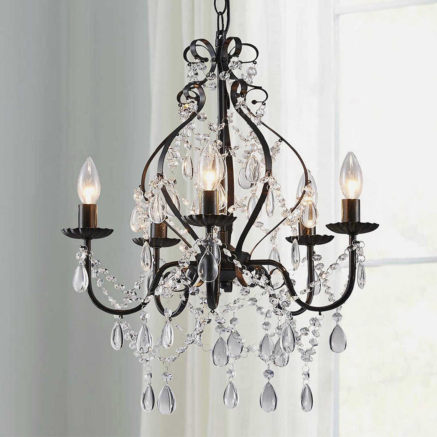 Celeste black crystal chandelier in daylight interior setting