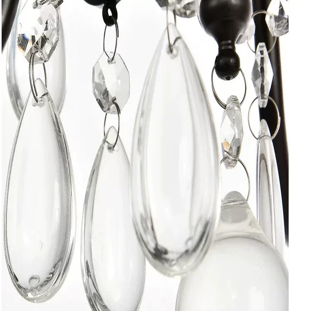 Clear crystal drop detail on Celeste black chandelier